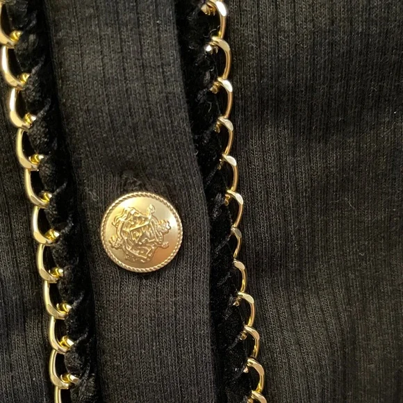 J. Crew Factory Black Jacket with Gold Accents and Velvet  & Gold Trim. - Picture 5 of 8